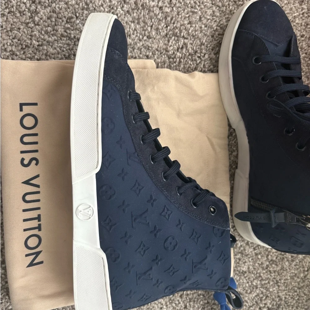 Louis Vuitton Dark Blue High-Top Sneakers sz6 - Picture 2 of 5